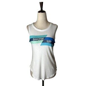Chaser x Peloton Tank Top Women XS White Cotton Show Up Tank Athletic Athleisure